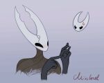 angry animated anthro aroused arthropod blush blush_lines clothed clothing cross-popping_vein female gesture gradient_background hollow_knight_(franchise) hornet_(hollow_knight) insect male misslorel pure_vessel_(hollow_knight) simple_background speech_bubble suggestive suggestive_gesture team_cherry