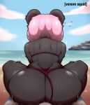 absurd_res anal anal_penetration anthro bare_shoulders bear big_butt bikini black_body bodily_fluids butt clothed clothing clothing_aside digital_media_(artwork) duo female female_penetrated first_person_view fur giant_panda hair hi_res male male/female male_penetrating male_penetrating_female male_pov mammal meili_(venomsquid) penetration penile penile_penetration pink_hair rear_view sex sweat swimwear tail text thick_thighs thighs_spread thong thong_aside two-piece_swimsuit underwear underwear_aside venomsquid white_body white_fur
