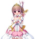  1girl :d blush bow breasts brown_hair bubble_skirt choker collarbone cowboy_shot crescent cross-laced_clothes detached_collar dress dress_bow elbow_gloves empty_eyes frilled_dress frills game_cg garter_straps gloves gradient_hair heart highres holding holding_staff holding_wand jewelry large_variant_set looking_at_viewer lunatic_angel magical_girl multicolored_hair nanao_(mahaya) non-web_source ochite_iku_seisenshi_lunatic_angels official_art open_mouth own_hands_together pink_bow pink_dress pink_eyes pink_hair pink_ribbon pink_thighhighs puffy_short_sleeves puffy_sleeves red_eyes ribbon shindou_makina short_sleeves side_ponytail simple_background skirt small_breasts smile solo staff standing star_(symbol) teeth thighhighs tiara transparent_background variant_set wand white_gloves white_thighhighs yandere zettai_ryouiki 