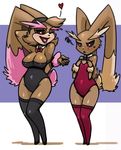  angry anthro anthrofied bittenhard blush bow_tie breasts bunny_suit bunnysuit child daughter duo female flat_chested hair_band legwear long_ears lopunny milf mother nintendo one_eye_closed parent pok&#233;mon pok&#233;morph pok&eacute;mon red_eyes shoes smile stockings video_games wide_hips wink young 