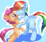  blush cub cutie_mark duo equine eyes_closed female feral friendship_is_magic horse kissing lesbian mammal my_little_pony oze pegasus pony purple_eyes rainbow_dash_(mlp) scootaloo_(mlp) wings young 