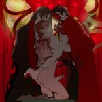  3boys absurdres arched_back beard_stubble black_coat black_gloves black_hair bleeding blood blood_stain blush brown_hair brown_socks clone_harem coat colored_extremities drooling dual_persona e.g.o_(project_moon) erection eyeliner facial_hair flower frilled_sleeves frills full_body gloves gregor_(project_moon) group_sex hair_slicked_back hand_on_another&#039;s_ass hand_on_another&#039;s_stomach high_collar highres injury jewelry kneeling la_manchaland_(identity)_(project_moon) limbus_company makeup meursault_(project_moon) mmm_threesome multiple_boys multiple_rings nanrongmian no_pants official_alternate_costume one_eye_covered open_mouth own_hands_together popped_collar precum precum_drip project_moon red_coat red_eyes red_hands red_sash ring rose sash scraped_knee shirt socks stubble sweat threesome toned toned_male torn_clothes torn_shirt white_shirt yearning-mircalla_(e.g.o) 