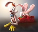  clothed clothing hindpaw lagomorph looking_at_viewer lying male mammal on_front paws rabbit roger_rabbit solo who_framed_roger_rabbit zen 