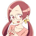  :d blush flying_sweatdrops glasses hair_ornament hanasaki_tsubomi heartcatch_precure! long_hair open_mouth pink_eyes pink_hair precure rimless_eyewear smile solo steepled_fingers takken_(kupipo) twintails 