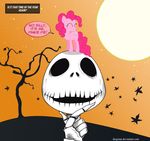  2012 bone couple cutie_mark dialogue diegotan equine female friendship_is_magic halloween horse jack_skellington leaves moon my_little_pony pinkie_pie_(mlp) pony skeleton skull stars the_nightmare_before_christmas tree wood 