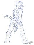  anthro back balls biceps blue_and_white body_markings butt butt_grab canine canine_penis dalmatian dog erection fur gripping holding knot looking_at_viewer looking_back male mammal markings muscles nude penis plain_background pose presenting sheath sketch solo spots spread_butt spread_legs spreading standing tongue white_background wolfblade 