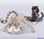 2025 all_fours anthro anthro_on_anthro ass_up big_breasts black_body black_bottomwear black_clothing black_fur black_hair black_shorts bottomwear breasts breath cat_sona_(mr-shin) clothed clothed_male clothing crossed_arms domestic_cat drawing duo erection erection_under_clothing eye_bags felid feline felis female femboy footwear fur green_clothing green_shirt green_topwear grey_body grey_fur grey_hair grin hair hi_res huge_breasts inner_ear_fluff jack-o'_pose male male/female mammal markings mole_(marking) mr-shin nipples nude nude_female open_mouth pink_inner_ear pink_nipples pink_nose pose shirt shorts sketchpad_(object) smile socks striped_body striped_fur stripes tan_body tan_fur topwear tuft white_body white_clothing white_footwear white_fur white_inner_ear_fluff white_socks yellow_eyes