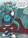 2023 abdominal_bulge anthro awkward_smile blue_boots blue_clothing blue_dress blue_footwear bodily_fluids boots canid canine canis chihuahua chip_(sonic) clothing dialogue domestic_dog dragon dress dulcy_the_dragon_(archie_sonic) duo english_text face_imprint female female_pred footwear gloves hand_behind_back handwear hi_res hill imprint male male_prey mammal mythological_creature mythological_scalie mythology scalie sega shoes sonic_the_hedgehog_(series) sonic_unleashed speech_bubble standing sweat sweatdrop teal_body teal_scales text toy_dog unwilling_prey vore watermark white_clothing white_gloves white_handwear xcosmicfetishx