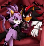  1boy 1girl bat blaze_the_cat chair claws couple eric_lowery gloves halloween red_eyes sega shadow_the_hedgehog sitting sonic_team sonic_the_hedgehog ss2_(artist) tail yellow_eyes 