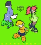 ambiguous_gender anthro clothed clothing countershade_face countershading electronics eyewear female footwear group headphones jet_set_radio kemono male roller_skates sega teiso_dog topbear trio