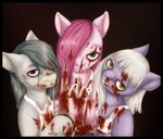  anthro anthrofied apron blinkie_pie_(mlp) blood blue_eyes equine female friendship_is_magic green_eyes grey_hair group hair horse inkie_pie_(mlp) knife looking_at_viewer mammal motch my_little_pony pink_hair pinkamena_(mlp) pinkie_pie&#039;s_sisters pinkie_pie_(mlp) pony purple_eyes saw sibling siblings sisters team 