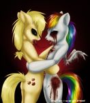  anthro anthrofied applejack_(mlp) bleeding blood butt creepy cutie_mark duo equine eye_contact female freckles french_kissing friendship_is_magic gore green_eyes hair horse kissing lesbian mammal motch multi-colored_hair my_little_pony nightmare_fuel oddly_sexy pegasus pony purple_eyes rainbow_dash_(mlp) rainbow_hair undead wings zombie 