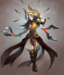  alternate_costume arm_guards armor bad_deviantart_id bad_id blade boots dagger expressionless floating full_body glowing greaves grey_hair hair_over_one_eye hat helmet irelia jewelry knee_boots league_of_legends lips long_hair looking_at_viewer necklace noa_ikeda pearl_necklace puffy_pants ring shoulder_pads simple_background solo standing throwing weapon 