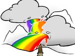  beautiful cloud female hair mountain rainbow simple_background technicolor_yawn thelivingmachine02 