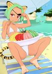  animal_ears bikini eyepatch feet swimsuits tail takenashi_eri 