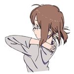  adjusting_hair brown_hair copyright_request from_behind glasses neck profile short_hair solo takken_(kupipo) 