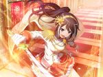  1girl black_hair cape cutlass epaulettes frilled_skirt frills game_cg gloves grey_eyes hairband holding holding_sword holding_weapon jacket long_hair long_sleeves looking_at_viewer moriyasu_kuina motion_lines multicolored_hair official_art open_mouth ponytail red_skirt shoujo_kageki_revue_starlight shoujo_kageki_revue_starlight_-re_live- sidelocks skirt solo standing streaked_hair sword upper_body v-shaped_eyebrows weapon white_cape white_gloves white_hair white_jacket yellow_hairband 