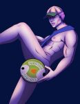 abs absurd_res athletic bing_bong_(peak) clothing frisbee hair hat headgear headwear hi_res human jerbobaloca jonathan_frisbee male mammal muscular nipples nude peak pink_hair pose sash scout_(peak) solo