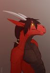  anthro dragon hair horn invalid_tag leaning luminescent_eyes male nude ponytail teeth xazato zyraxus 