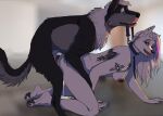  all_fours amber_eyes animal_genitalia animal_penis anthro anthro_on_feral anthro_penetrated arctic_fox arm_tattoo back_tattoo bangs bestiality black_body black_claws black_nipples black_pawpads blue_eyes bodily_fluids breasts canid canine canine_genitalia canine_penis canis chest_tattoo chest_tuft claws collar cum cum_drip cum_in_vagina cum_inside depth_of_field dipstick_tail doggy_style_position dripping duo ear_piercing ember_(nightdancer) eyebrow_piercing facial_piercing female feral feral_penetrating feral_penetrating_anthro fluffy fluffy_tail forbitten fox from_behind_position fur genital_fluids genitals grey_eye_shadow grey_hair hair half-closed_eyes hi_res highlights_(coloring) knot leash leash_in_mouth leash_play leashed_collar leg_tattoo long_hair long_tail looking_at_viewer looking_pleasured male male/female mammal mane mane_hair markings medium_breasts mounting narrowed_eyes neck_tuft nightdancer_(character) nipples nude object_in_mouth on_ground pawpads penetration penis piercing scar sex side_view simple_background tail tail_markings tattoo tongue tongue_piercing true_fox tuft vaginal vaginal_penetration white_body white_fur wolf 