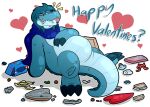 2022 alligator alligatorid alpha_channel anthro bagel_(bagelbuttz) bagelbuttz belly bloated candy chocolate crocodilian dessert food hand_on_belly hi_res holidays male organs overweight reptile scalie solo stomach valentine's_day weight_gain