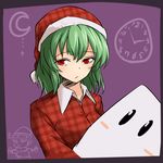  crescent green_hair hat highres kazami_yuuka miyo_(ranthath) pajamas red_eyes sandbag_(smash_bros) short_hair solo touhou 