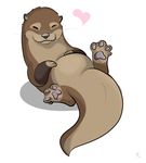  &lt;3 ambiguous_gender eyes_closed feral happy lying mammal mustelid on_back otter paws solo theothefox thick_tail 