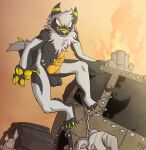  2019 animal_genitalia animal_penis anthro balls biped black_body black_fur canid canine canine_genitalia canine_penis canis car claws digitigrade ear_markings erection fuf fur genitals grin head_tuft hi_res knot mad_max male mammal markings multicolored_body neck_tuft nude outside pawpads penis smile solo spiked_tail spikes spikes_(anatomy) tail teeth toe_claws tuft two_tone_body vehicle white_body white_fur wolf yellow_eyes yellow_markings yellow_nose yellow_pawpads yellow_penis 