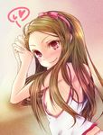  bad_id bad_pixiv_id blush brown_hair camisole hairband idolmaster idolmaster_(classic) long_hair minase_iori mitsuki_(omezame_alice) no_bra pink_eyes smile solo 