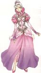  1girl charle_frahma concept dress earrings jewelry legs milf official_art pink playstation red_eyes royal shoes silver_hair the_legend_of_dragoon tiara wingly 