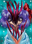  bathrobe blue_eyes bow creepy female hair nightmare_fuel not_furry pixiv purple_hair shoko solo tentacles what 