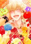  :d ^_^ antonio_lopez barnaby_brooks_jr birthday blonde_hair blue_flower blue_rose bracelet carnation closed_eyes daisy flower gift glasses hands huang_baoling ivan_karelin jewelry kaburagi_t_kotetsu karina_lyle keith_goodman lily_(flower) managi nathan_seymour open_mouth rose smile tiger_&amp;_bunny watch wristwatch 