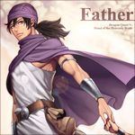  bag belt black_hair cape copyright_name dragon_quest dragon_quest_v hat hero_(dq5) holding_hands jonau long_hair lowres male_focus out_of_frame ponytail solo_focus 