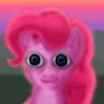 blue_eyes blurry creepy equine female feral friendship_is_magic hair horse looking_at_viewer mammal my_little_pony pink_hair pinkie_pie_(mlp) pony solo soul_devouring_eyes unknown_artist 