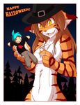  chest_tuft comic english_text feline female flora_(twokinds) fur halloween holidays human keidran male mammal nude stripes text tiger tom_fischbach trace_legacy tuft twokinds webcomic 