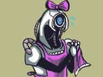  apron blue_eyes bow cute genderless geth machine mass_effect mechanical not_furry robot simple_background so_pink solo unknown_artist 
