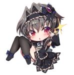  1girl 9-nine- acrylic_stand_(medium) big_head black_bow black_dress black_hair black_hairband black_shoes black_thighhighs blue_bow blush bow brooch chibi chibi_only chuunibyou commentary_request convenient_leg dress eyes_visible_through_hair floral_print floral_print_dress footwear_bow frilled_dress frilled_hairband frilled_sleeves frills full_body gabanborjarnon garter_straps gem gothic_lolita hair_between_eyes hair_bow hair_intakes hair_ornament hairband hairclip hand_up highres jewelry knees_together_feet_apart knees_up lolita_fashion long_sleeves looking_at_viewer medium_dress open_mouth print_dress purple_gem red_eyes rose_print shoes short_hair_with_long_locks simple_background sitting smug solo sparkle thighhighs thighs v v-shaped_eyebrows v_over_eye white_background wide_sleeves yuuki_noa zettai_ryouiki 