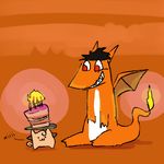  cake cartoon charizard cleffa dark_clefita dragon feral fire food gift horn invalid_color male nintendo orange_body orange_theme pink pok&#233;mon pok&eacute;mon red_eyes scalie video_games warm_colors 