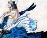  arm_up armpits detached_sleeves feathers from_side gwendolyn hair_ornament kaikai0505 odin_sphere solo tiara valkyrie 