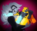 animal_genitalia animal_penis anthro areola balls big_breasts black_body black_fur black_hair black_nose black_pawpads black_sclera blonde_hair blue_body blue_eyebrows blue_eyes blue_fur blue_penis blue_pubes bodily_fluids breasts butt canid canine canine_genitalia canis claws digital_media_(artwork) duo erection eyebrows facial_markings facial_piercing facial_tuft feet felid feline female fur generation_7_pokemon genitals glowing glowing_genitalia glowing_penis grey_body grey_fur grey_hair hair hand_on_butt head_markings hi_res imminent_sex kureto legendary_pokemon looking_at_another looking_at_partner looking_down looking_down_at_genitalia looking_down_at_partner looking_down_at_penis lycanroc lying male male/female mammal markings multicolored_body multicolored_fur multicolored_hair nikita_sakimoto_(zeddkatt) nintendo nipple_piercing nipples nose_piercing nose_ring nude on_back orange_eyes pawpads paws penis piercing pokemon pokemon_(species) presenting presenting_penis pubes purple_background ring_piercing sex simple_background smile tail teeth thick_thighs toes tuft two_tone_body two_tone_fur two_tone_hair vulva yellow_body yellow_fur zeraora