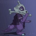 1:1 2026 4_fingers ambiguous_gender anthro bodily_fluids bone bone_club bone_mask claws clothing club_(weapon) countershading crying cubone dated doesnotexist fan_character fingers generation_1_pokemon gradient_background hi_res looking_at_hand mask melee_weapon nintendo pokemon pokemon_(species) poncho raining sad scar scarf signature simple_background skull skull_mask solo spines stripes subscribestar tail tears trip_(doesnotexist) watermark weapon yellow_eyes