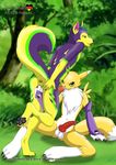  adult anthro bandai blow blue canine digimon forest fox grass herm intersex invalid_color knots male nude penis pink pinky-husky purpel pussy renamon tamers tree wiskar wolfsrain88 wood yellow 