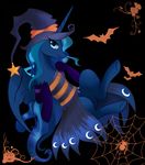  arthropod artist-apprentice587 bat blue_eyes cobweb costume elbow_gloves equine female feral friendship_is_magic gloves hair hat horn horse long_hair looking_at_viewer magic_user mammal moon my_little_pony pony princess_luna_(mlp) pumpkin solo spider star winged_unicorn wings witch wizard_hat 
