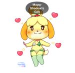  animal_crossing anthro blush bra canid canine canis clothing domestic_dog female isabelle_(animal_crossing) legwear mammal nintendo scorci shih_tzu solo stockings thigh_highs toy_dog underwear 