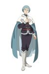  1boy absurdres black_clover black_clover_m:_rise_of_the_wizard_king black_jacket black_pants blue_cape blue_eyes boots brown_eyes cape capelet full_body fur-trimmed_boots fur-trimmed_jacket fur_trim highres incredibly_absurdres jacket looking_at_viewer marx_(black_clover) non-web_source official_art pants short_hair simple_background solo transparent_background white_boots white_capelet 