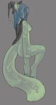  breasts digitigrade feline female fur green_eyes green_fur hair halloween hat hindpaw holidays iko leopard looking_at_viewer magic_user mammal nipples nude paws plain_background solo spots translucent_hair transparent_hair whiskers witch 