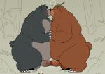  2026 anthro balls baloo bear belly big_belly blush brown_body disney duo erection eyes_closed genitals hi_res kemono kissing little_john male mammal moobs outside overweight overweight_male penis quanjiang robin_hood_(disney) the_jungle_book 