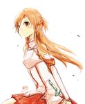  as_(bisection) asuna_(sao) breastplate brown_eyes brown_hair detached_sleeves long_hair sword sword_art_online weapon 