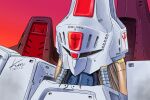  commentary_request dated gradient_background highres juusenki_l-gaim kobakin l-gaim_mk_ii looking_at_viewer mecha portrait red_eyes robot science_fiction signature solo 