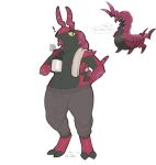 2_toes antennae_(anatomy) anthro anthrofied arthropod artist_name barefoot canid clothed clothing colored container cup curvy_figure digital_media_(artwork) english_text feet feral generation_5_pokemon insect k1ko lepidopteran looking_at_viewer male mammal mug multicolored_body nintendo pants_only pokemon pokemon_(species) pokemorph reference_image scolipede shaded signature simple_background solo speech_bubble standing tail text toes topless towel towel_on_shoulder watermark white_background